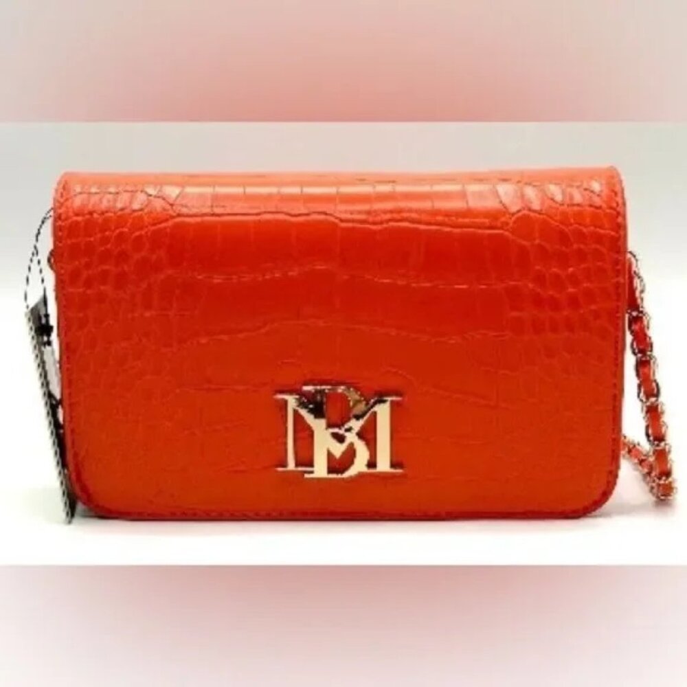 Badgley Mischka Orange crocodile shoulder bag NWT